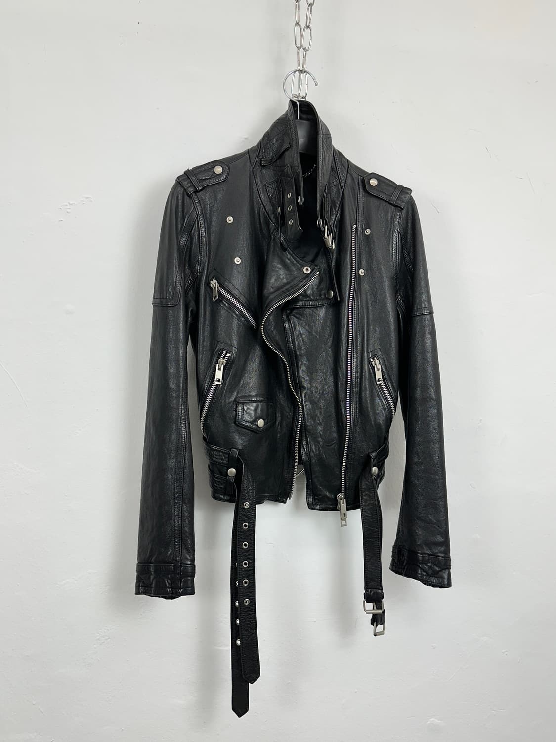 Belted 2-Way Lambskin Leather Jacket 상품이미지4