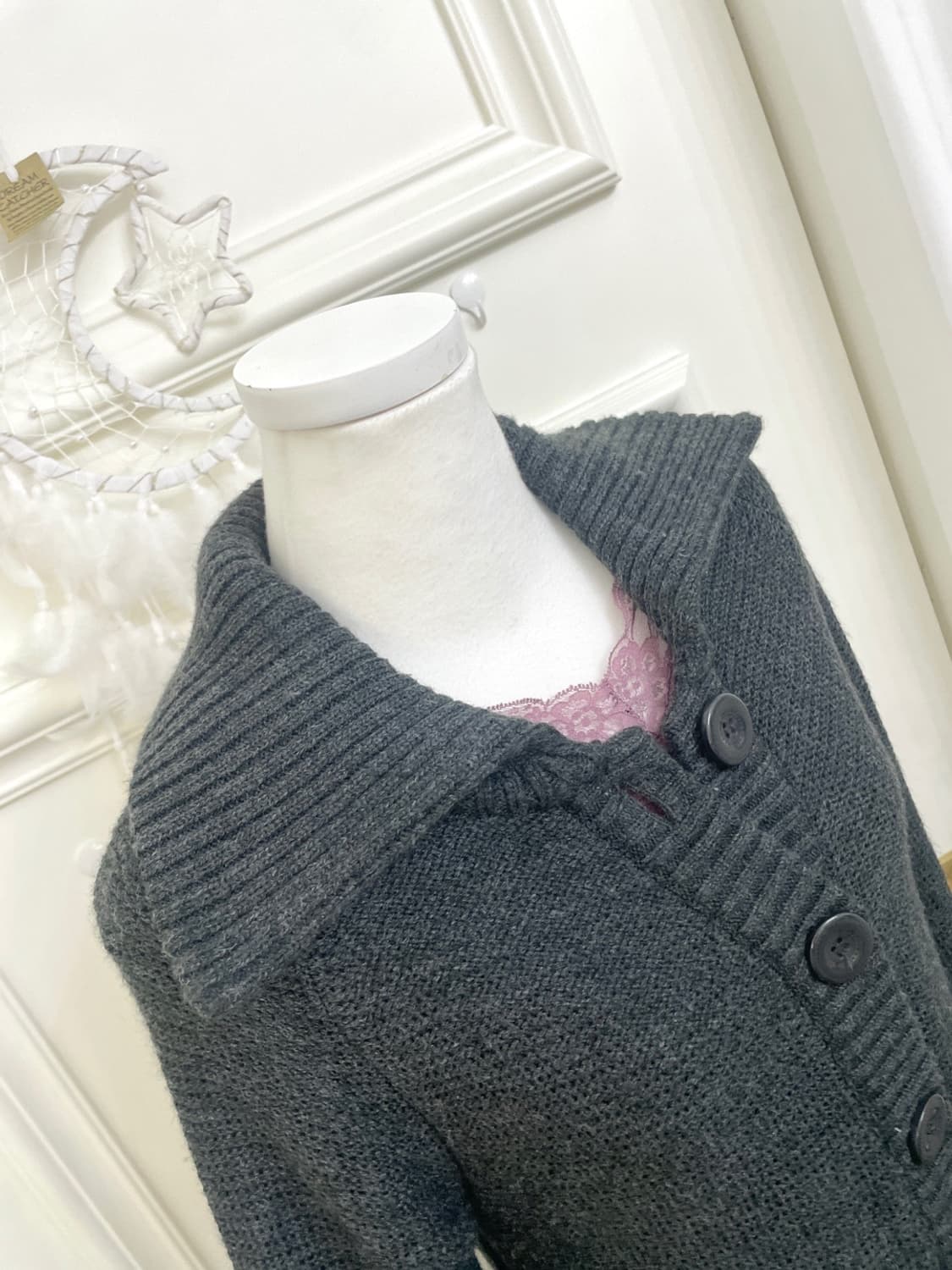 charcoal collar mori mini cardigan 상품이미지7