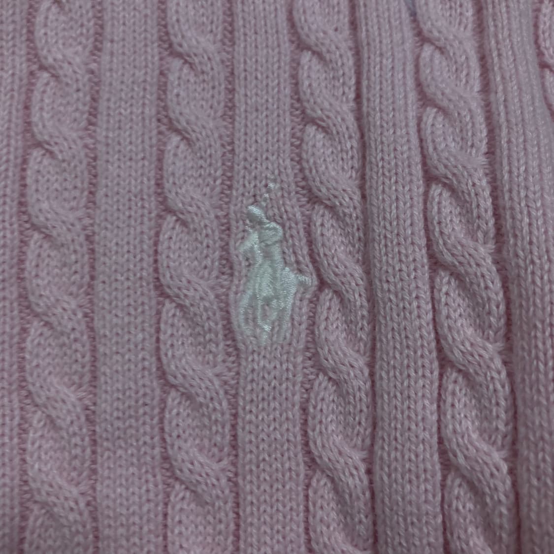 폴로 랄프로렌 스몰 포니 로고 핑크 케이블 니트 가디건 상품이미지2