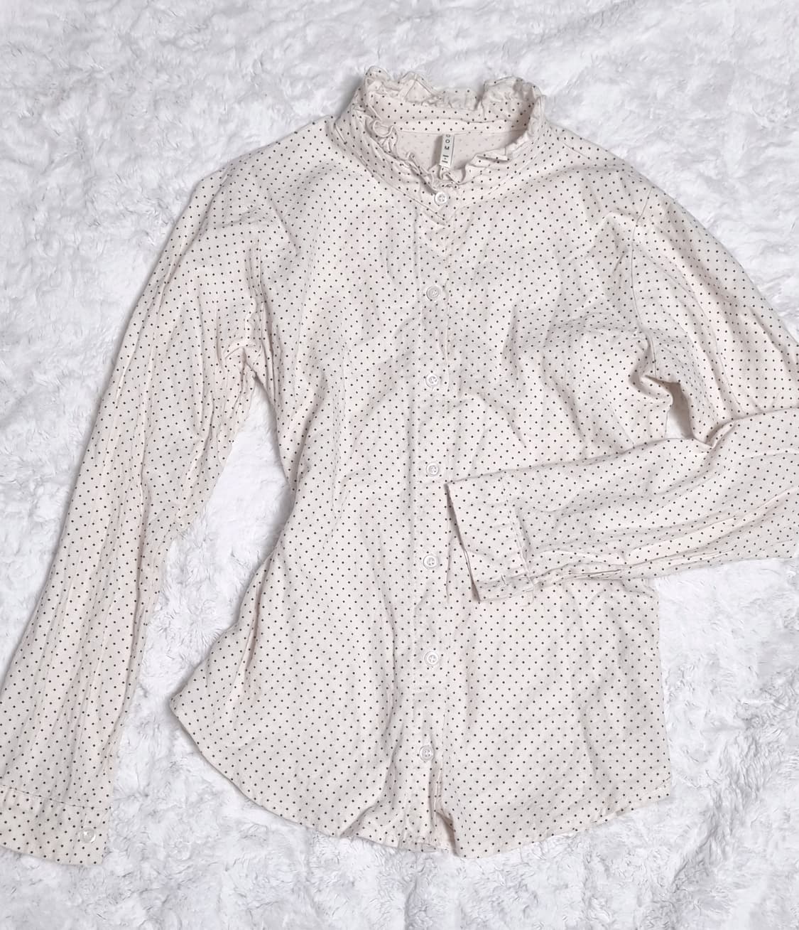여성 도트 빈티지 블라우스 셔츠 아이보리 상품이미지1