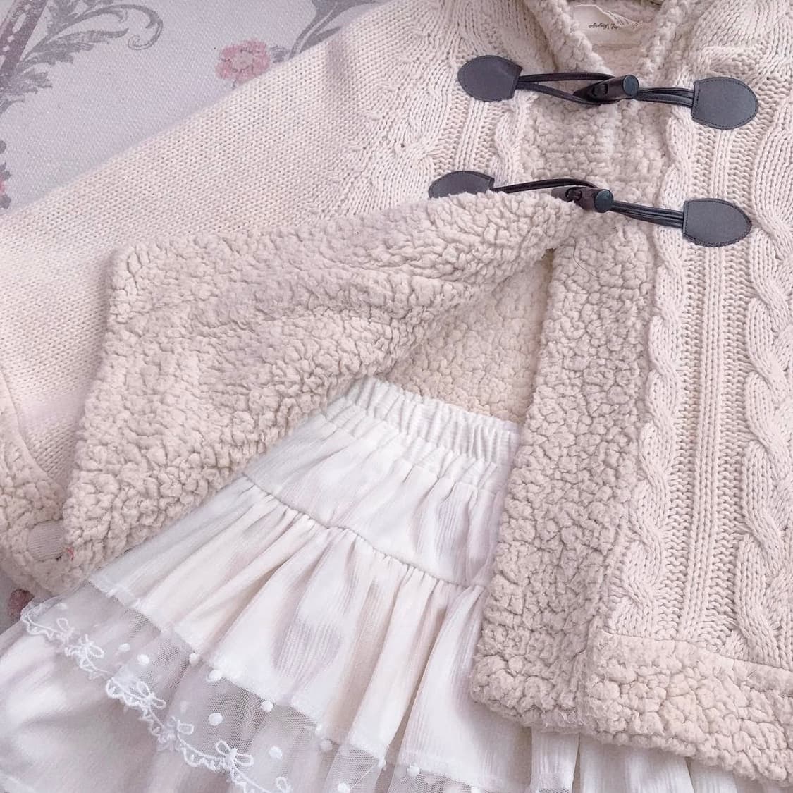 뽀글이 니트 떡볶이 케이프 망토 판초 판쵸 모리걸 히메카지 로걀 빈티지 상품이미지2