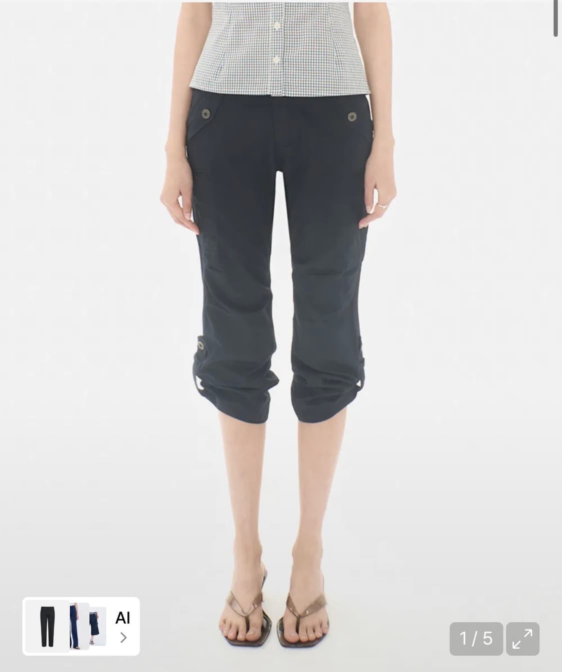 미레코 카프리팬츠 ROLL-UP CAPRI CARGO PT NAVY 상품이미지1