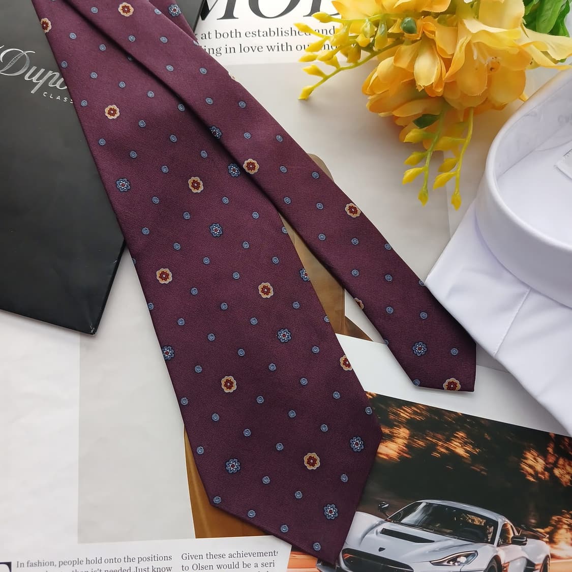 듀퐁 실크 다크 퍼플 도트 넥타이 9.2cm A+등급 A18711
 상품이미지3