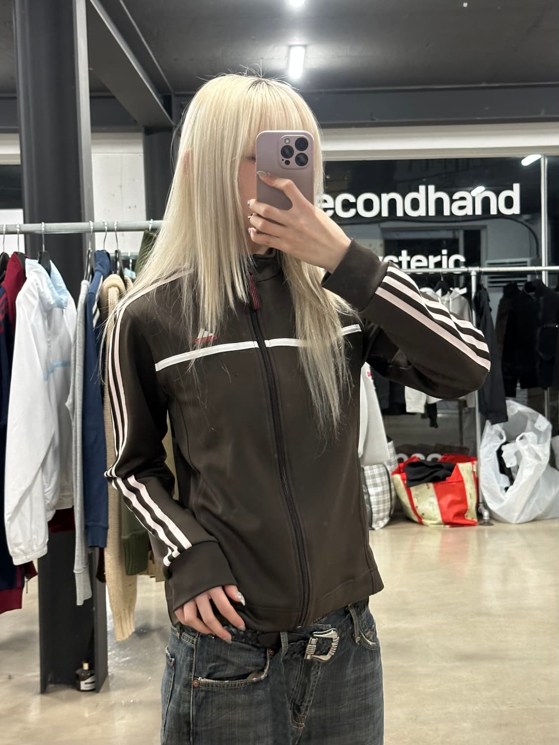 아디다스 핑크 브라운 y2k 컬러 져지 탑 상품이미지1