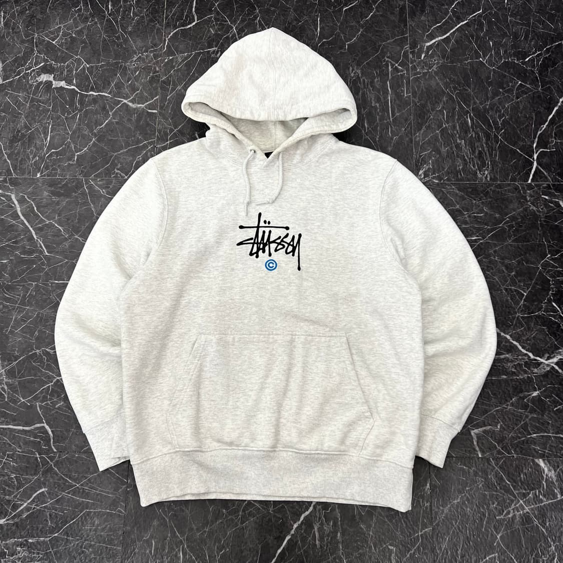 스투시 베이직 미들 스탁로고 후드 그레이 상품이미지1