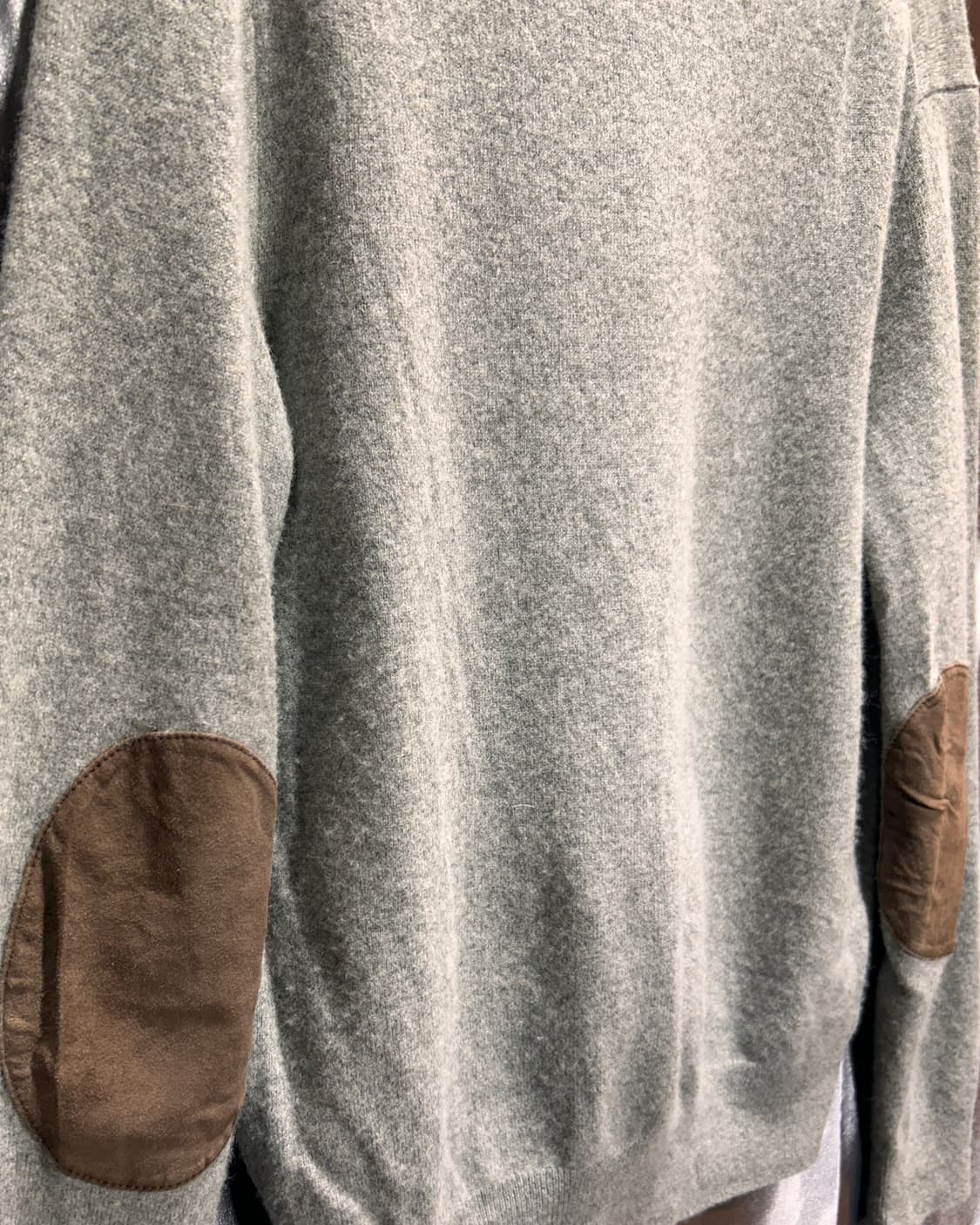 M 폴로랄프로렌 레더패치 그레이 울 가디건 상품이미지5