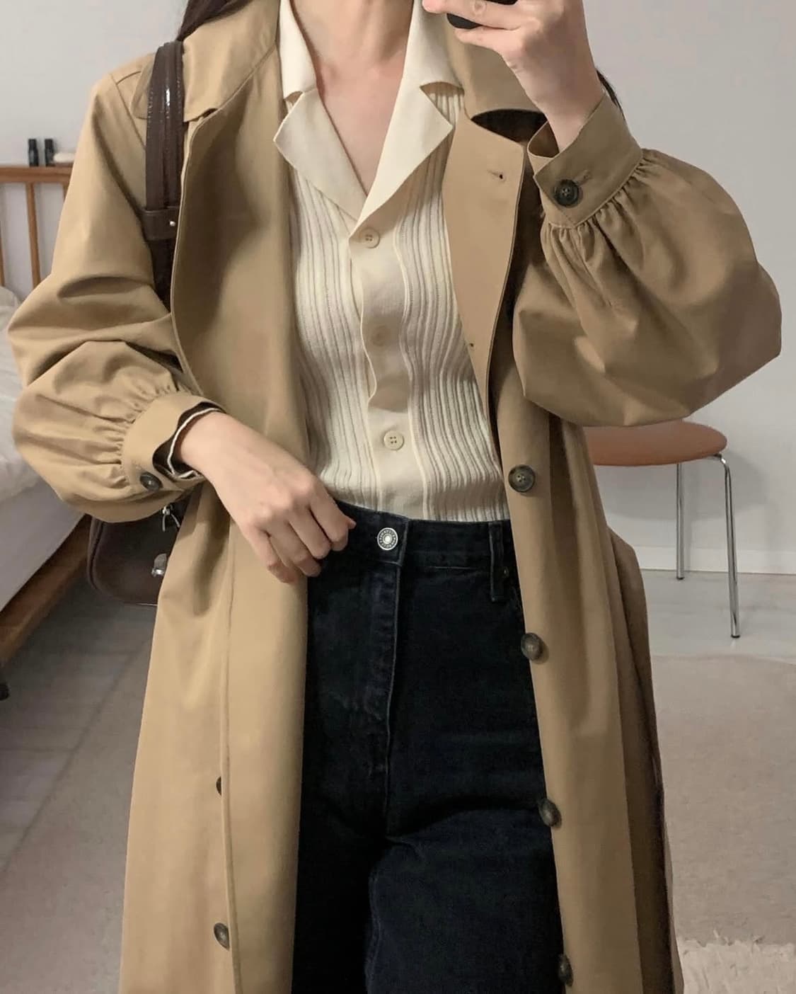 택O) 아크로 셔링 슬리브 후드 트렌치 코트 베이지 상품이미지2