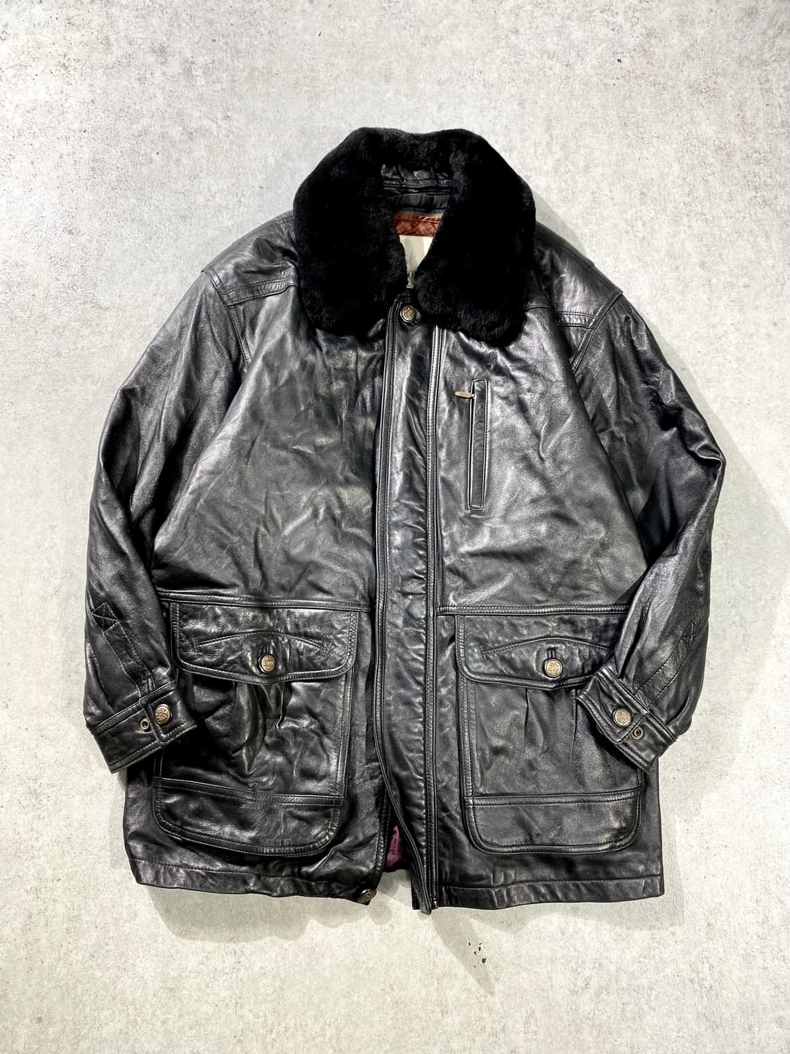 [95] 90s London Fog 런던포그 양가죽 레더 코트 상품이미지1