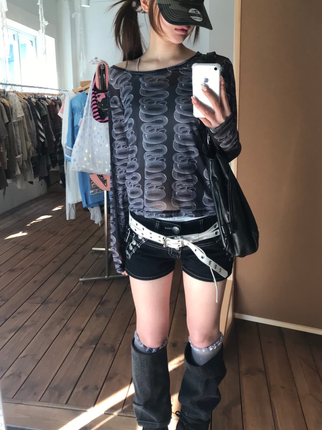 히스테릭글래머 스네이크 메쉬 롱슬리브 상품이미지1