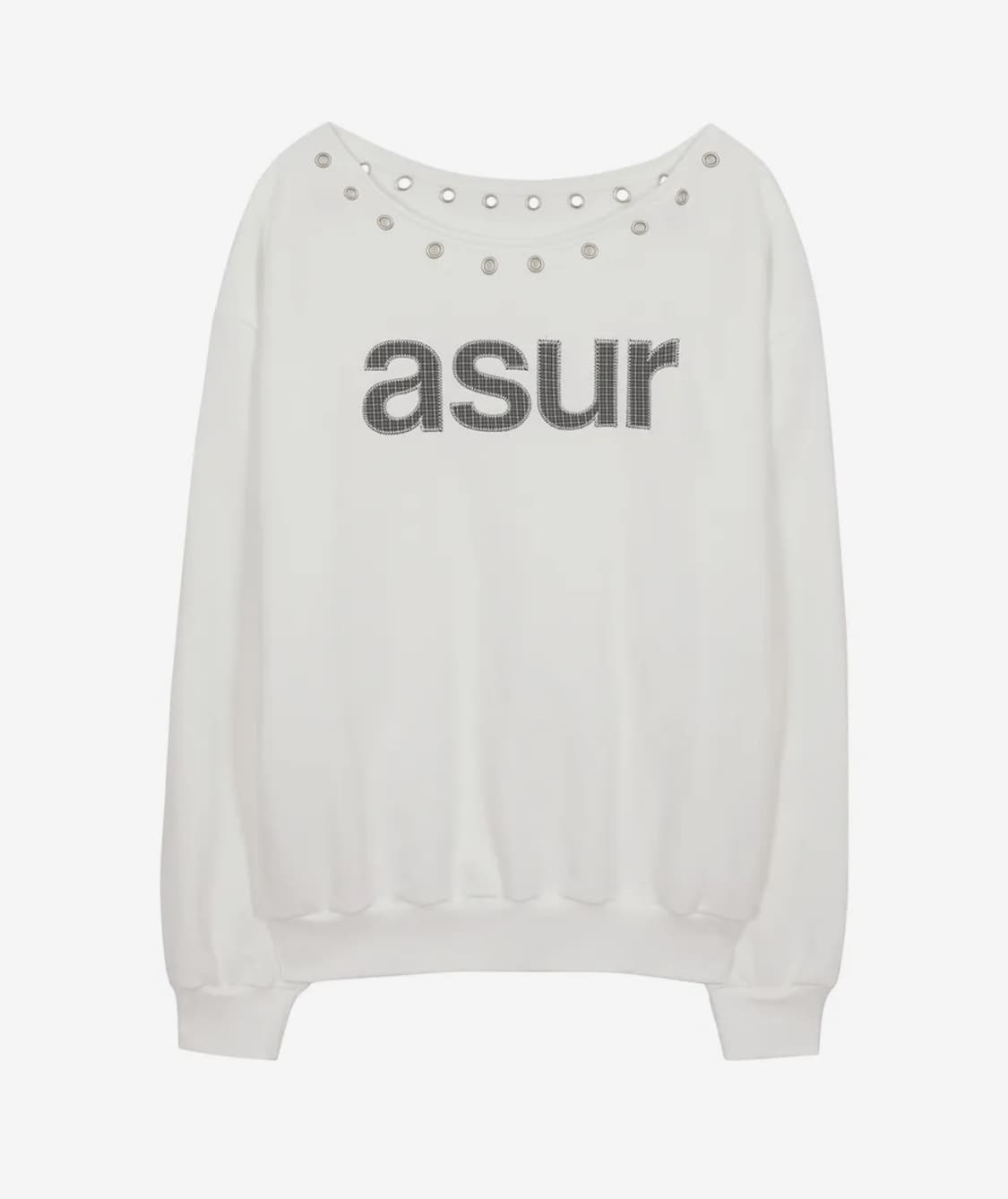 애즈유아 AU 원숄더 보트넥 맨투맨 화이트 상품이미지2