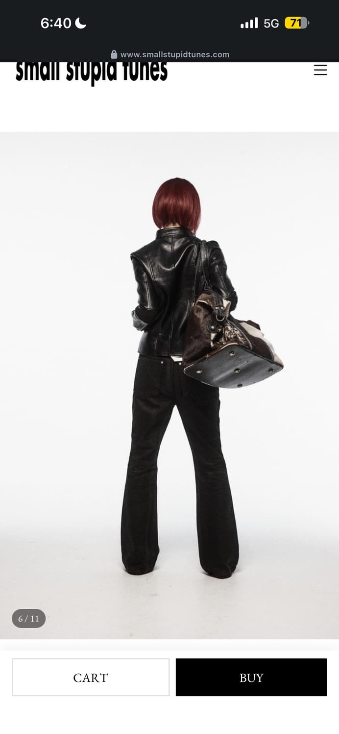 smallstupidtunes waxed flare denim pants 상품이미지3