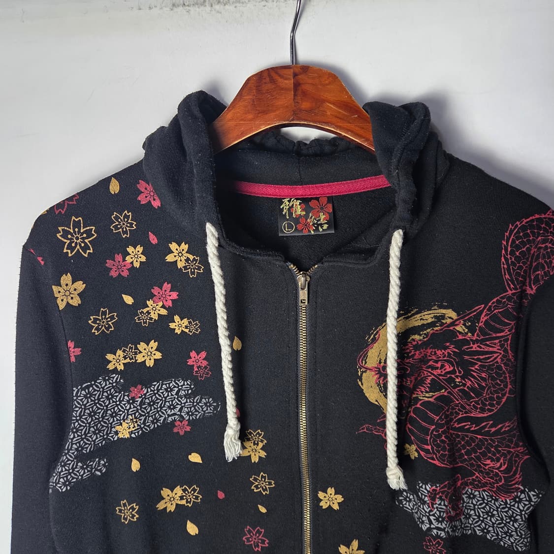 [JPN] 빈티지 오리엔탈 드래곤 사쿠라 후드집업 상품이미지3