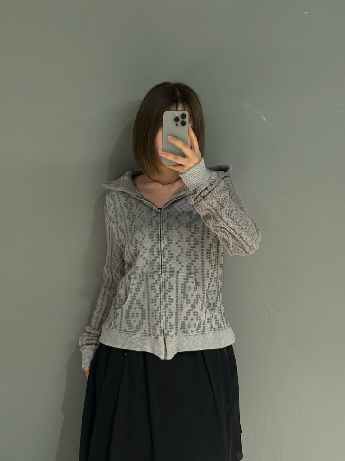 Anrealage mix knit jacquard hood zip-up 상품이미지3