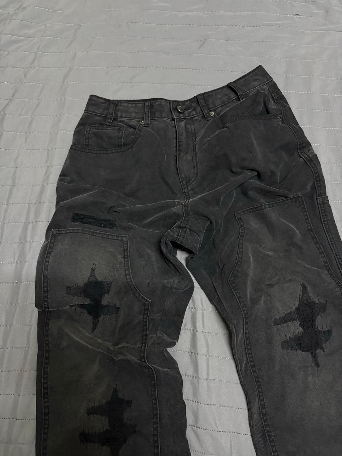 피치블랙 DESTROYED DAMAGE JEANS (WASHED BLAC 상품이미지2