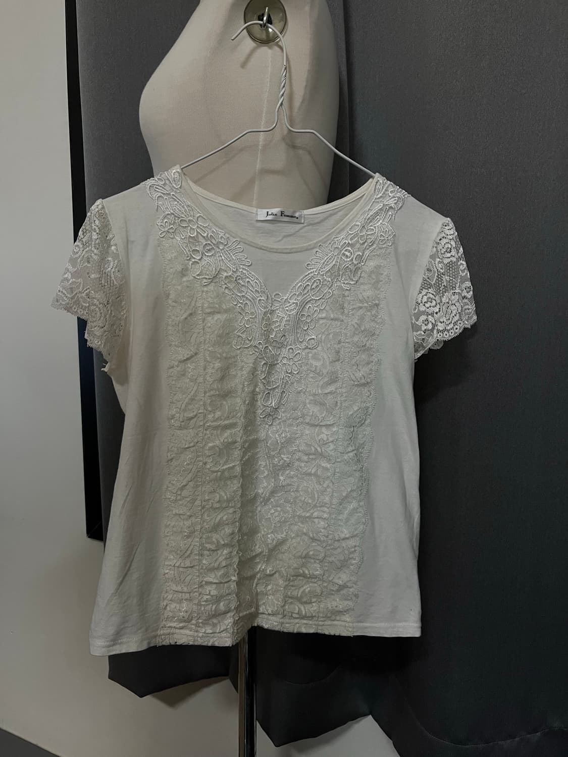 화이트 앞면레이스반팔 상품이미지1