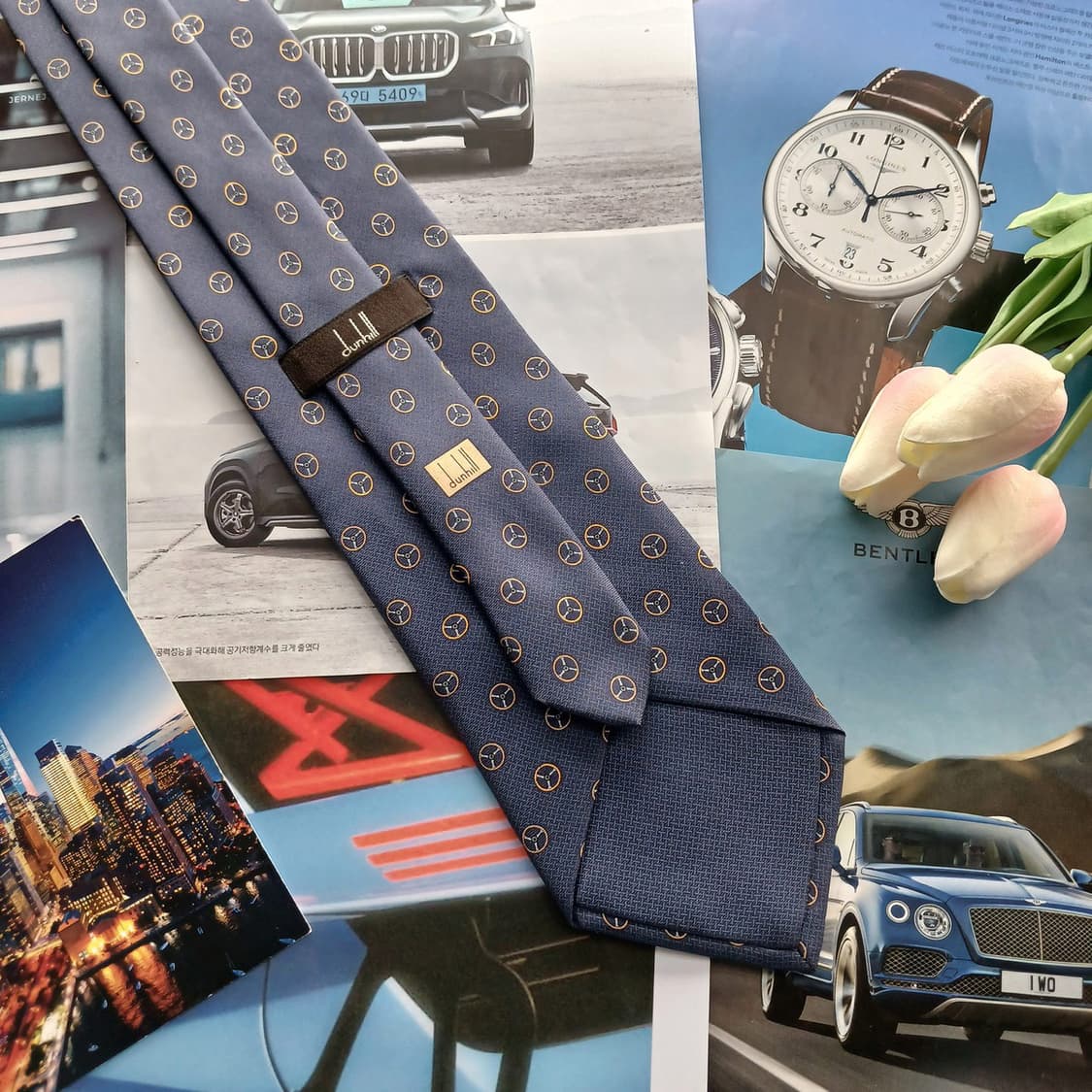 던힐 실크 네이비 오토모티브 패턴 넥타이 9.5cm B등급 A18342
 상품이미지4