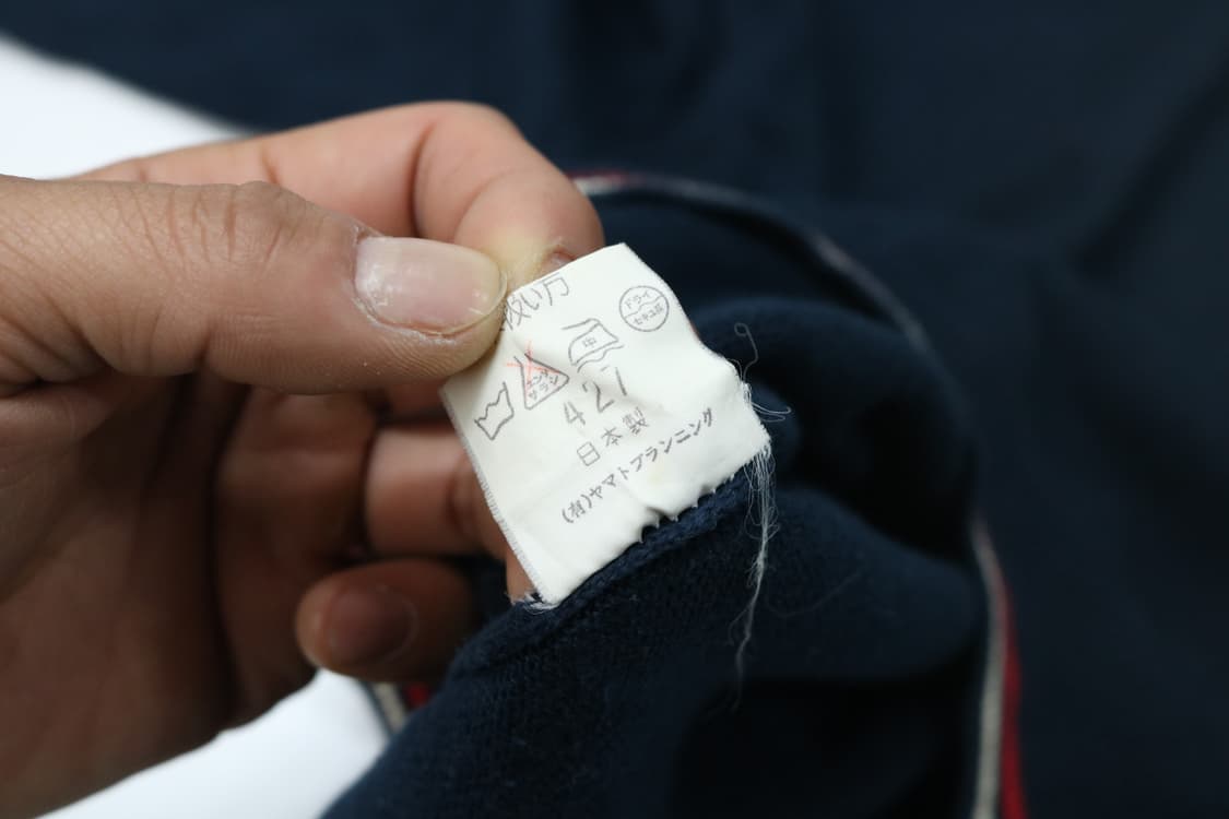 BEAMS 빔즈 빈티지 트리콜로 라인 브이넥 코튼 니트 (M) 상품이미지9