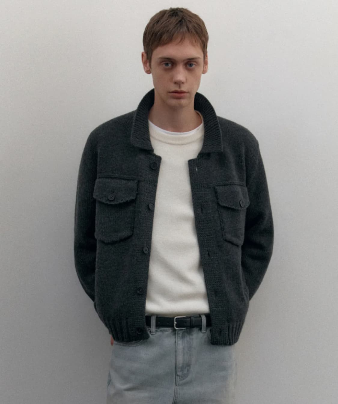 L 새제품) 무신사스탠다드 릴렉스드 니트 트러커 가디건 재킷 그레이 상품이미지1