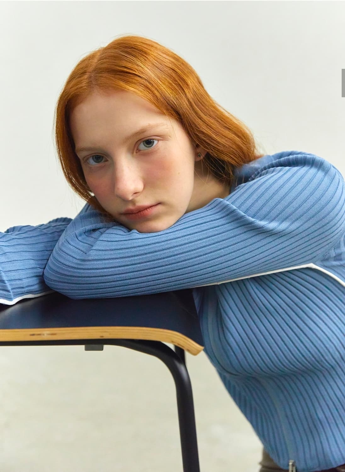 마리떼 W SLIMFIT RIBBED ZIPUP CARDIGAN blue 상품이미지5