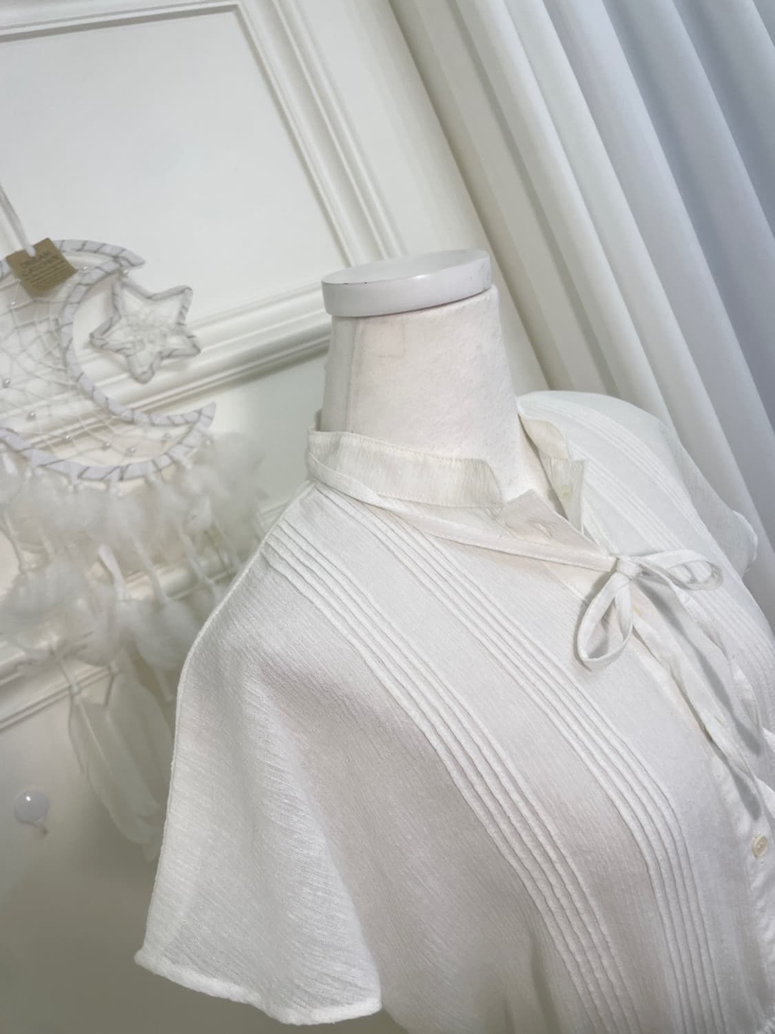 white bow point pleats button summer opc 상품이미지8