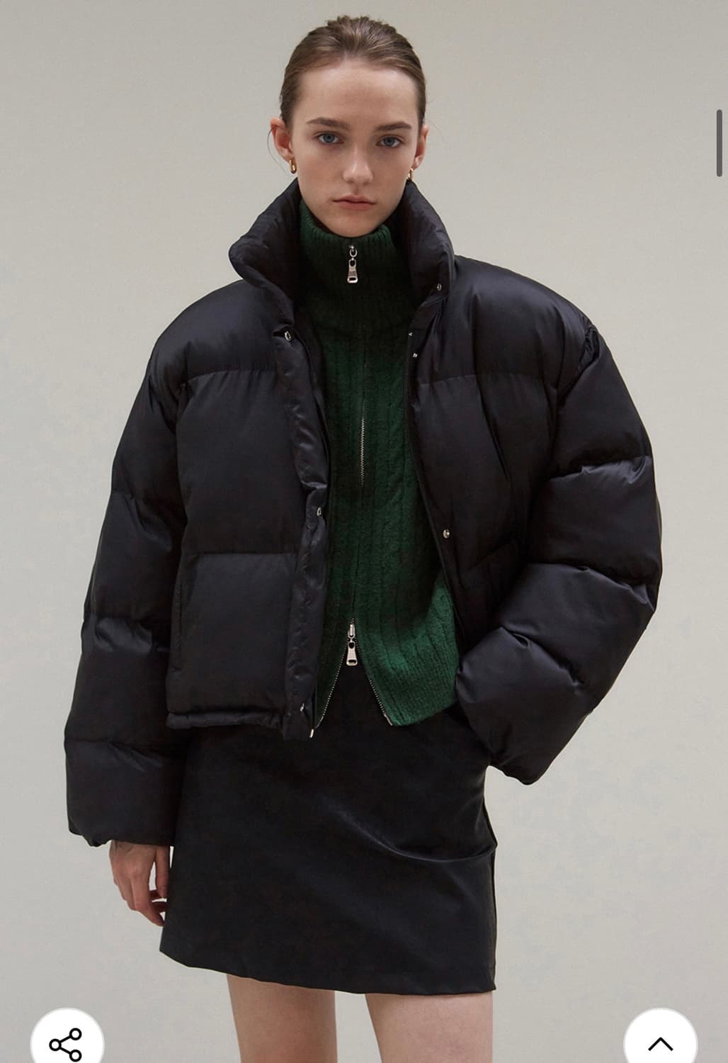 PUFFER HIGH NECK SHORT PADDING_BLACK 상품이미지2