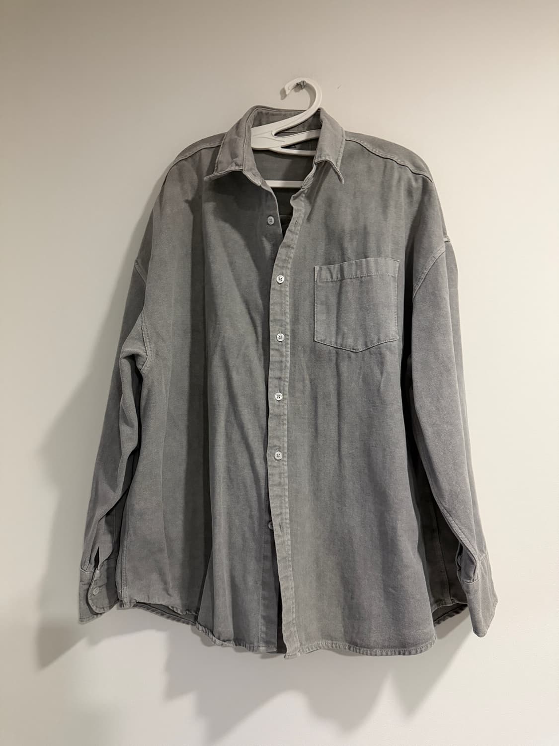 빈티지 코튼 드릴 다이드 셔츠 슬레이트 그레이 상품이미지1