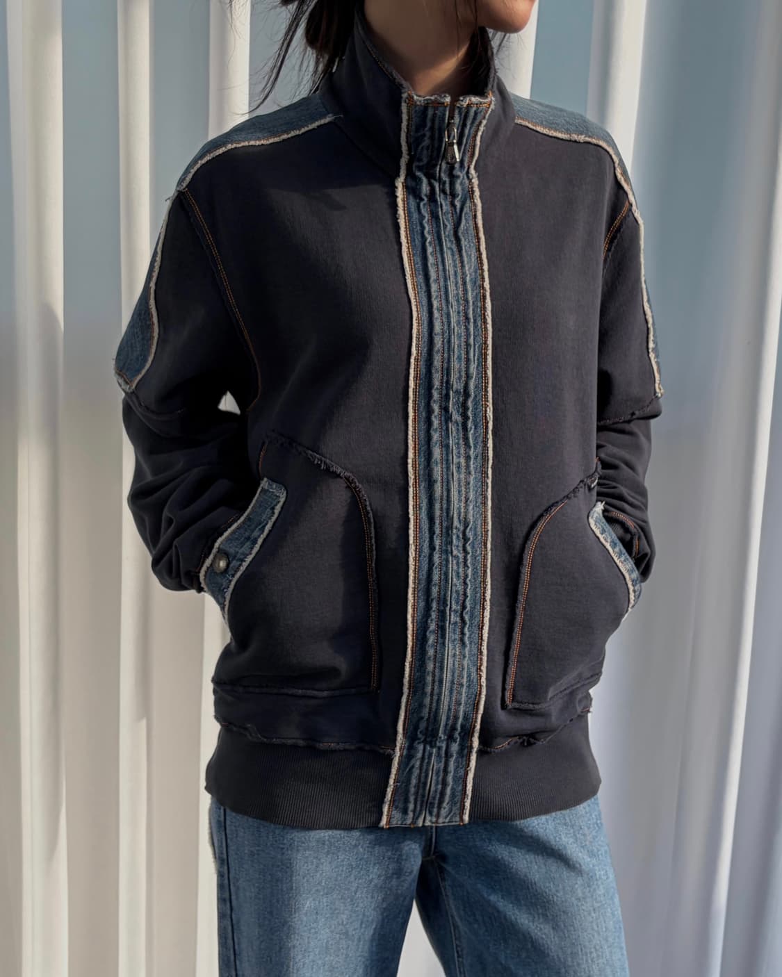 [M-L]돌체앤가바나 정품 인디고 데님 데미지 코튼 집업 상품이미지3