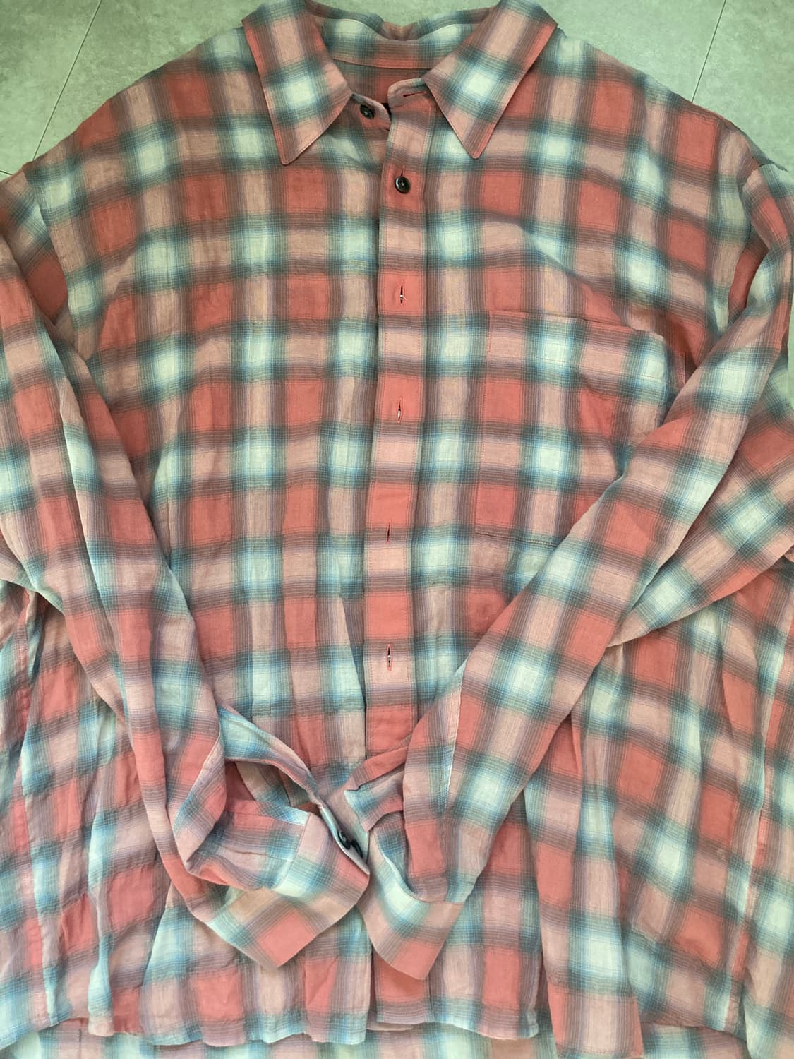 3사이즈(쿨거시 택포) 999휴머니티 이지 체크 셔츠 V17 (레드) 상품이미지3