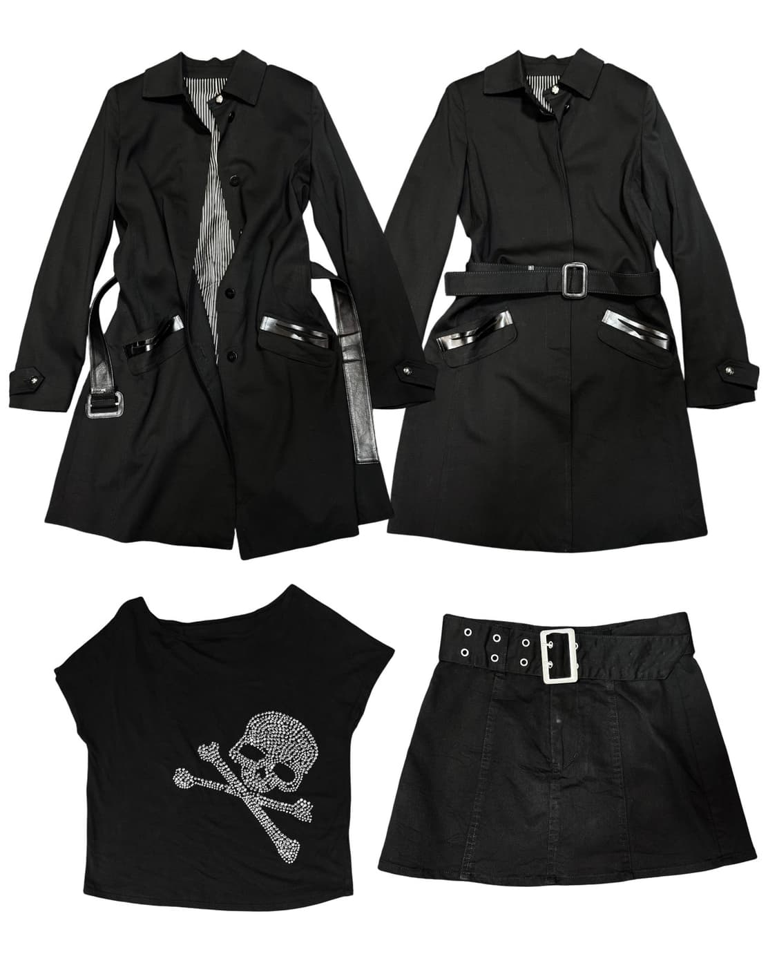 Skull Stud Top & Belt Skirt Gothic Set 상품이미지2