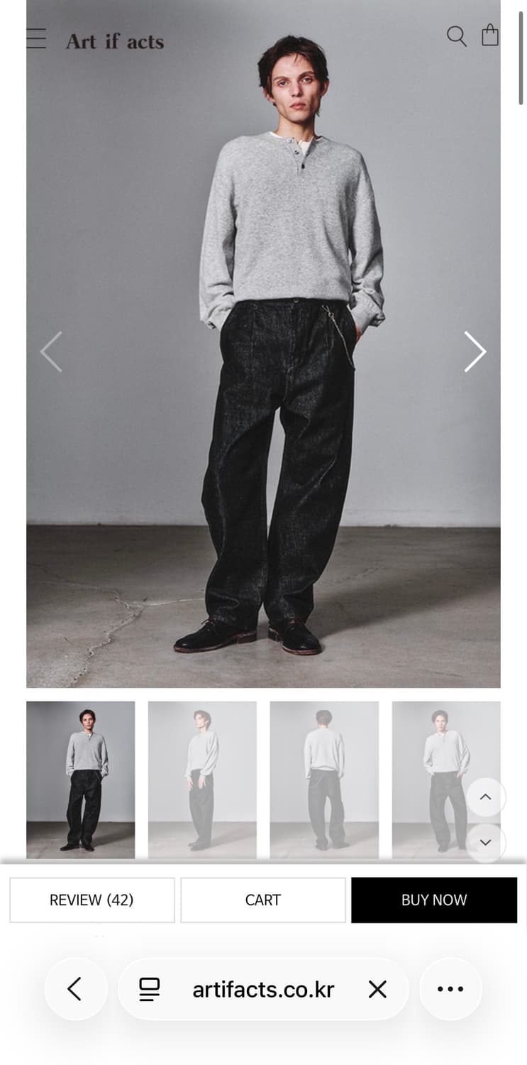 아트 이프 액츠 원턱 커브드 데님팬츠 상품이미지1