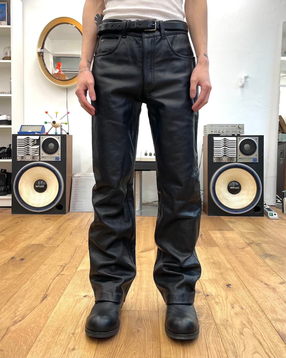 [L] 90s 플레어 레더 팬츠 상품이미지2