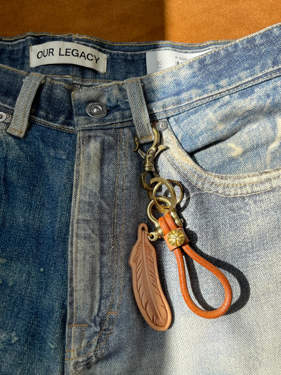 아메카지 레더 키링 세트 / 페더 참 / 브라스 하드웨어 상품이미지2