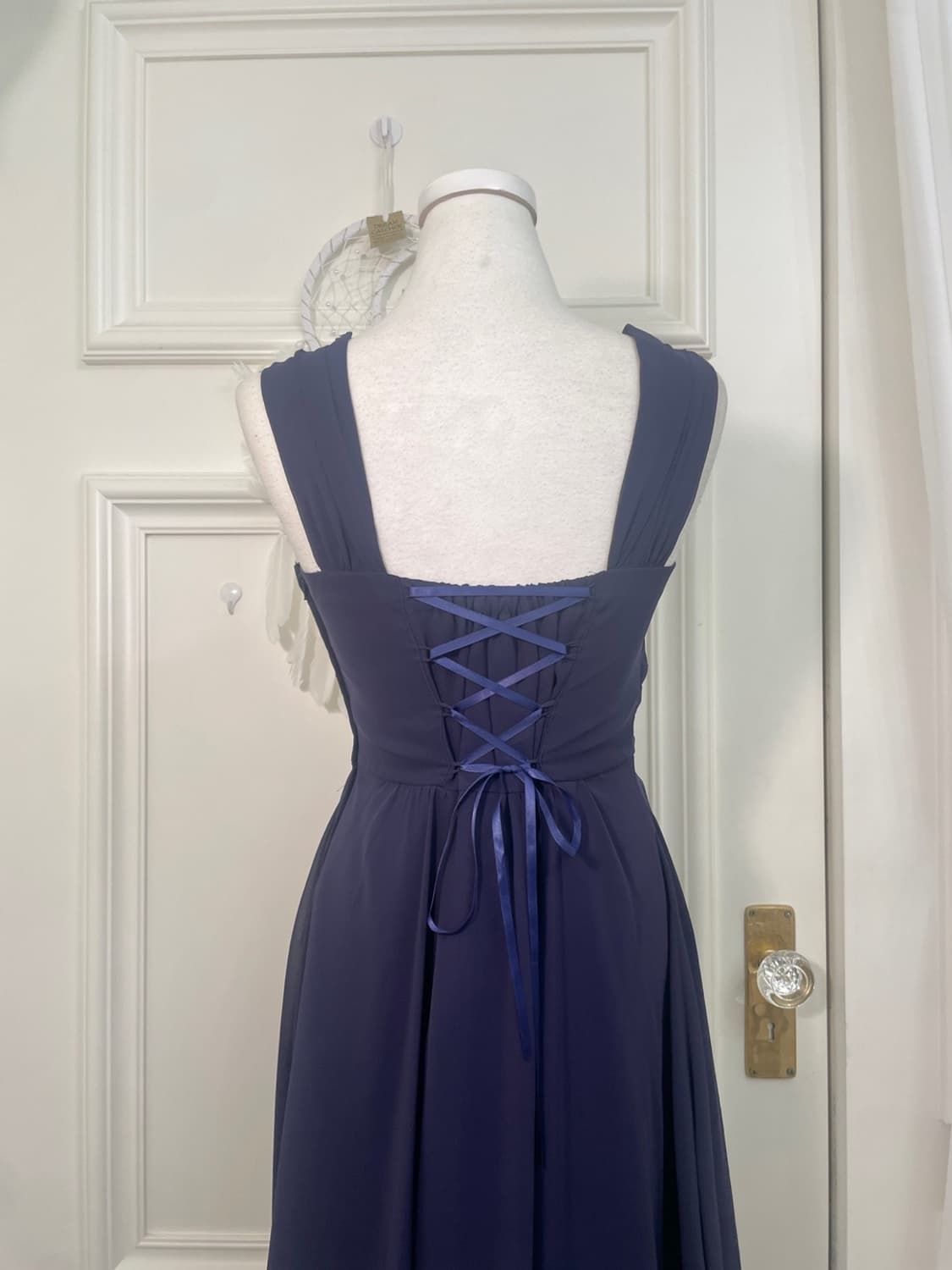 blue ruffle draping pearl point beautifu 상품이미지4