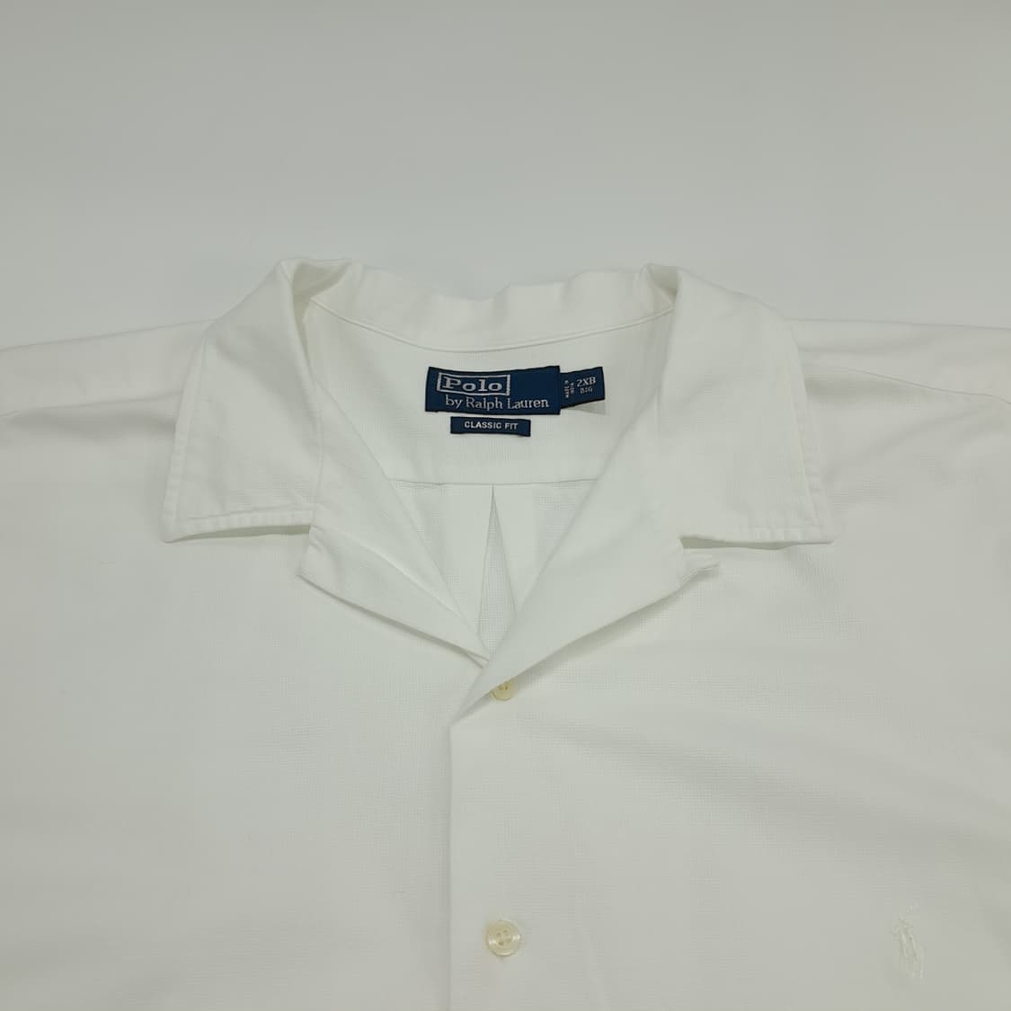 Co527 2XL Big 폴로 랄프로렌 화이트 캠프카라 반팔 셔츠 남방 상품이미지2