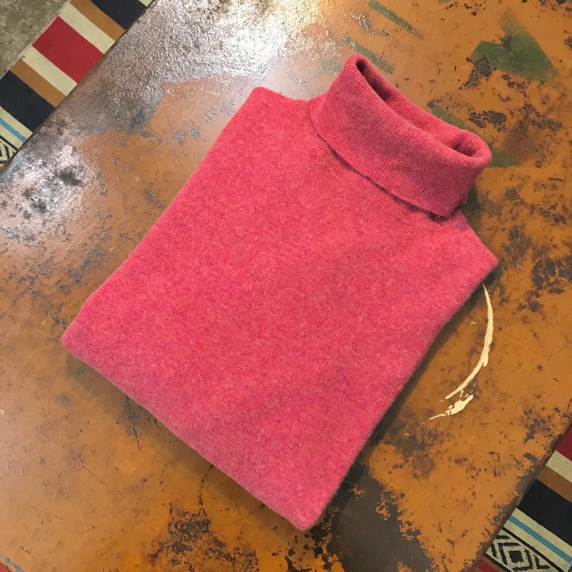 Italy 베네통 인디 핑크 울 터틀넥 니트 남상 110 여성 오버핏 상품이미지1