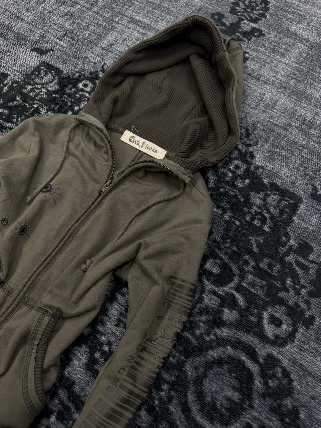 Cook jeans 00s y2k khaki grunge hoodie 상품이미지3