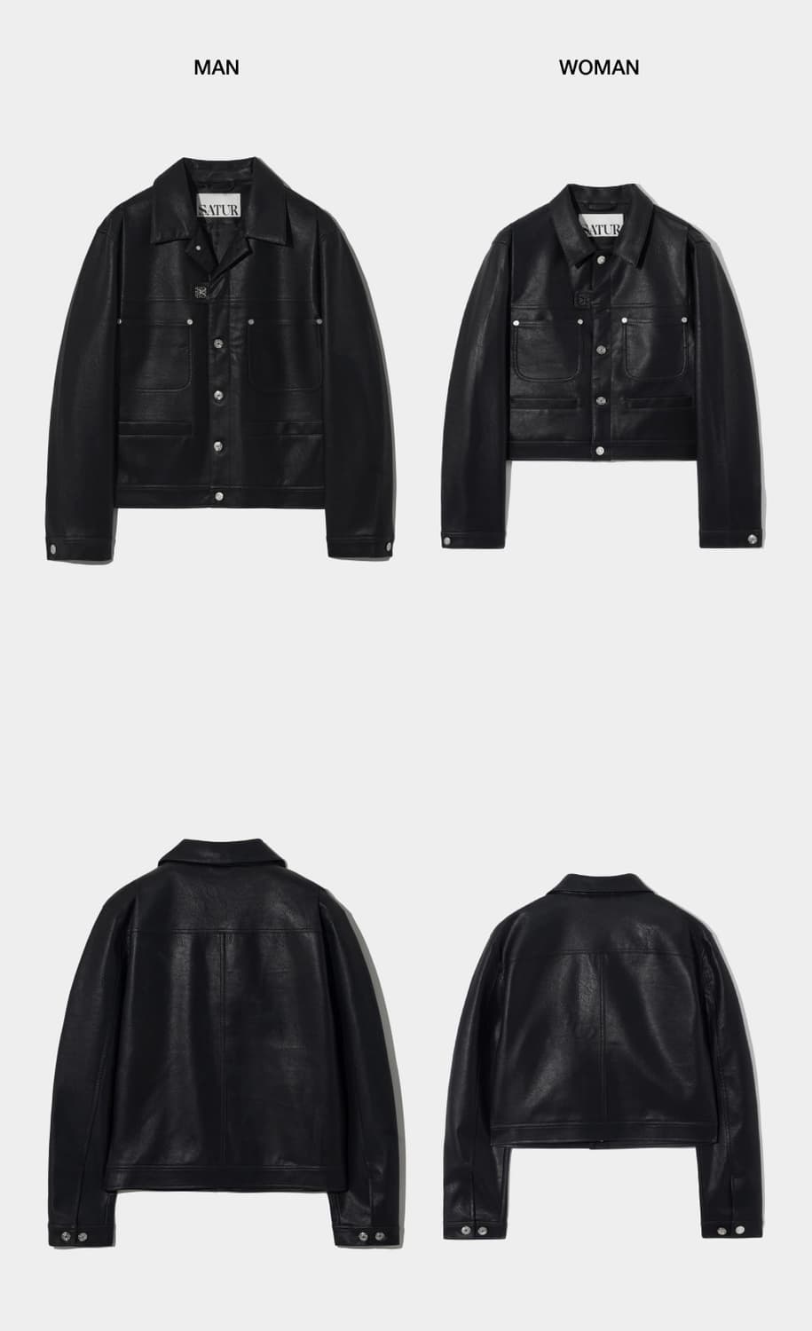 Satur Symbol Brooch Faux Leather Jacket 상품이미지3