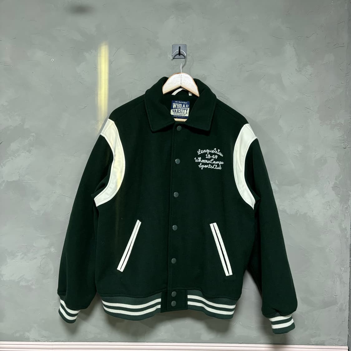 후아유 바시티 자켓 초록 그린 상품이미지1