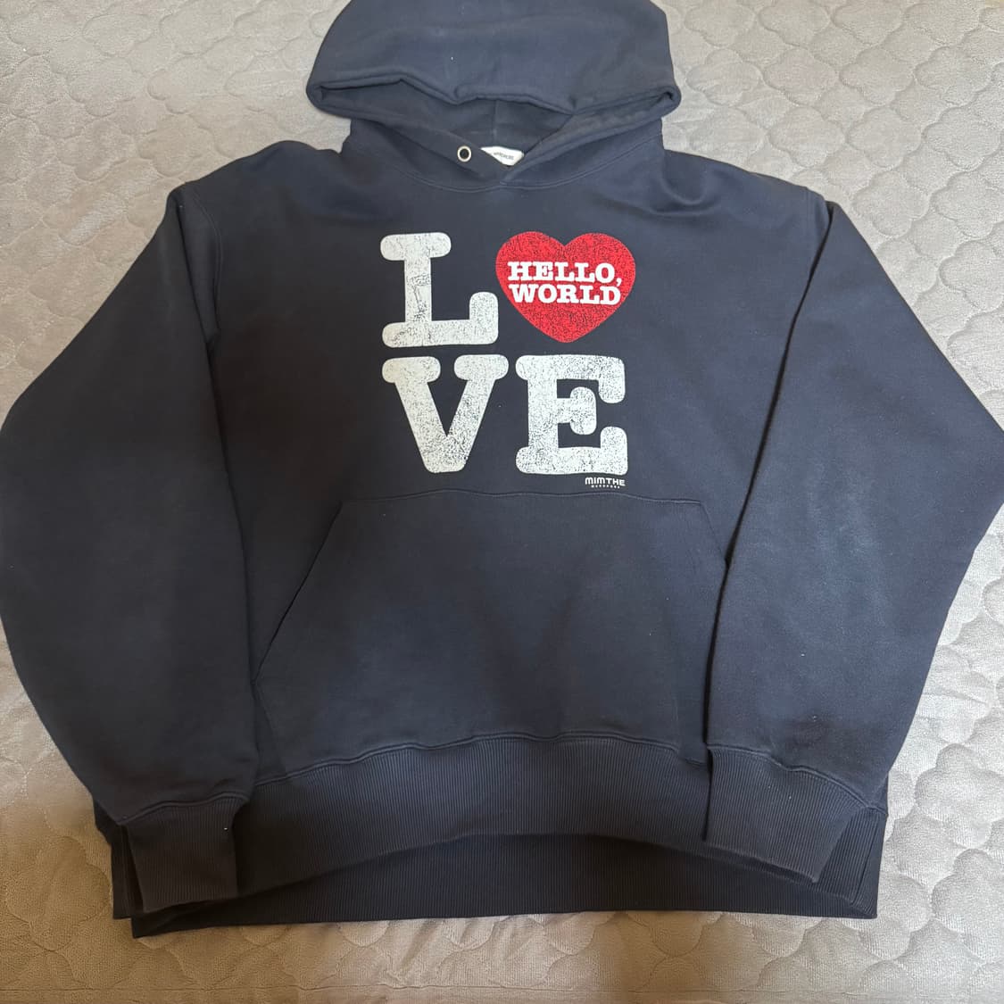 헬로 월드 LOVE 후드티_navy, 2size 상품이미지1