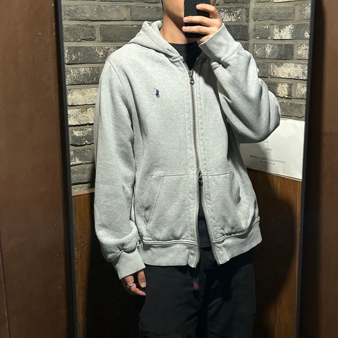 XL) 폴로 랄프로렌 써멀 후드집업 그레이 2way 지퍼 상품이미지9