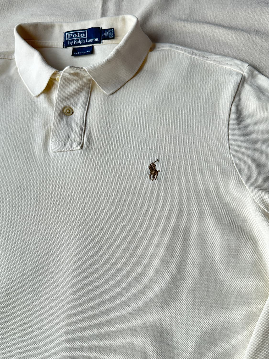 폴로 랄프로렌 크림 긴팔 카라티 커스텀핏 L 상품이미지4