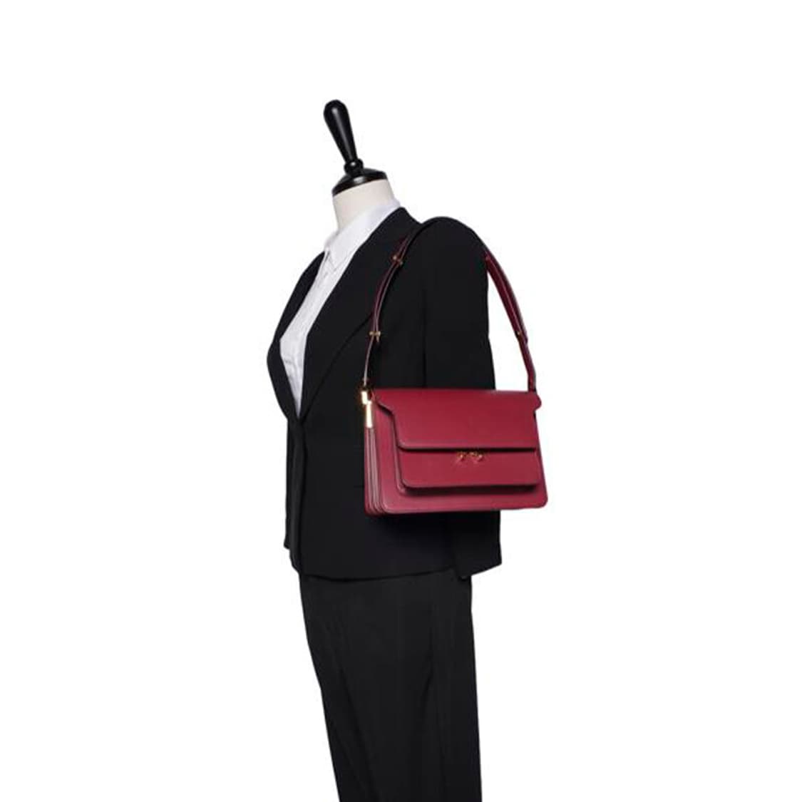 (중고) 마르니 버건디 카프스킨 트렁크 미듐 숄더백 상품이미지4