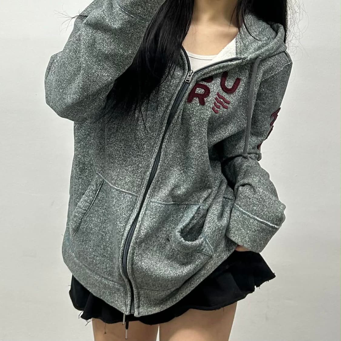 홀리스터 y2k 올드스쿨 그레이 후드집업 희귀져지(XL) 상품이미지2