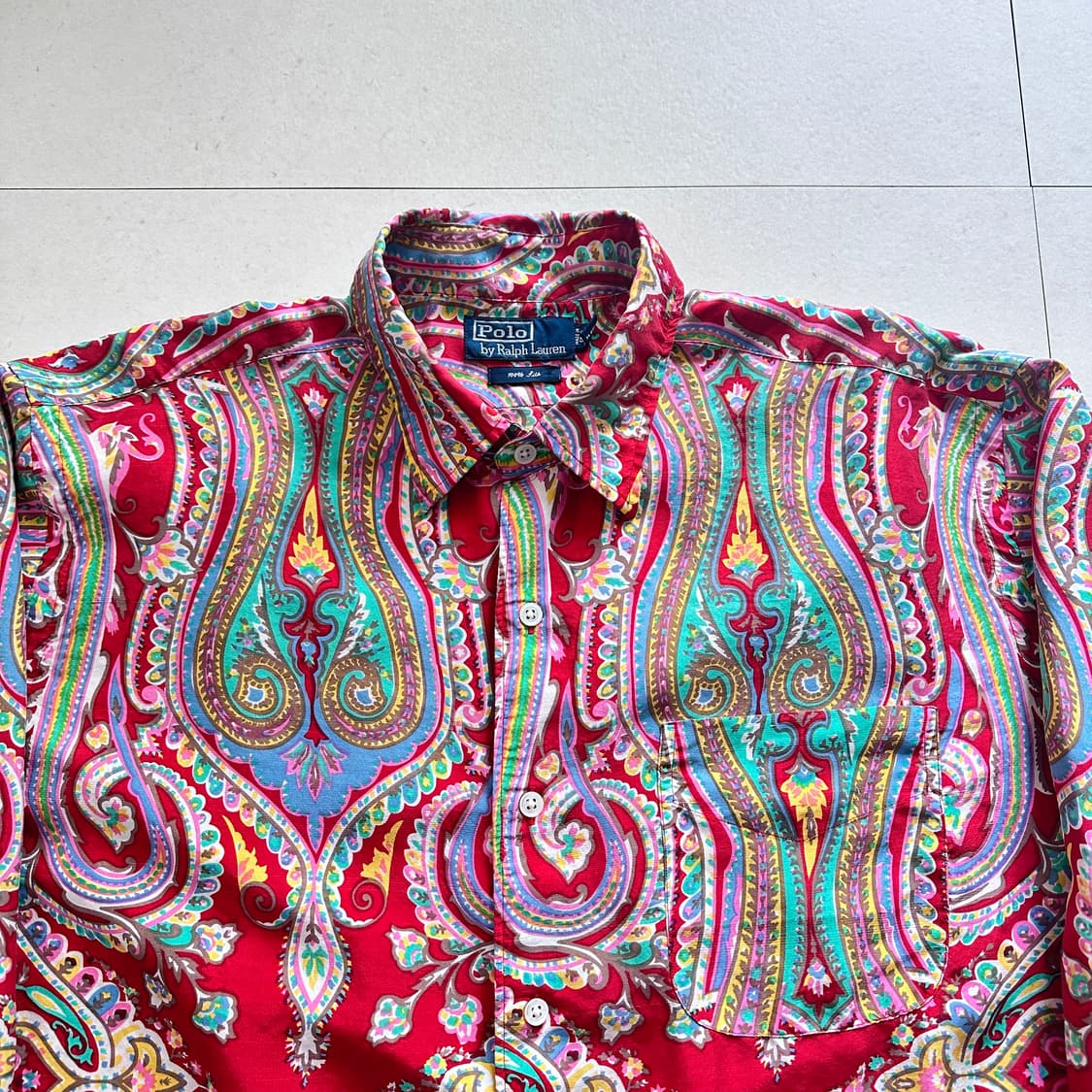 폴로 랄프로렌 90s 실크 100% 페이즐리 셔츠 L 상품이미지2