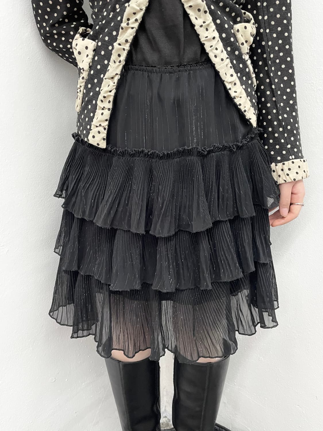 블랙 글리터 캉캉 프릴 스커트 상품이미지3