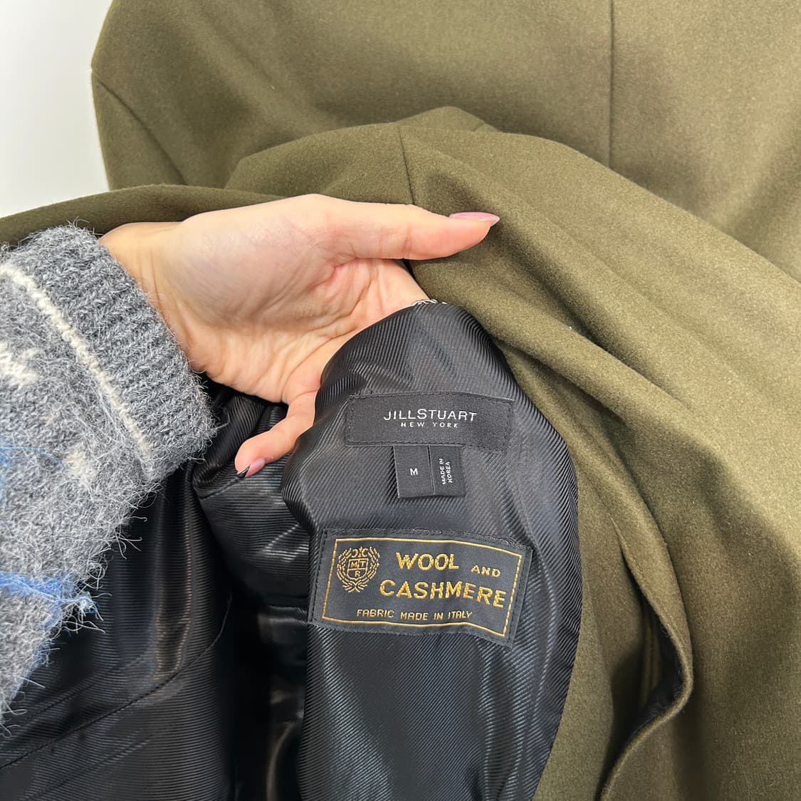 질스튜어트 남성 모 캐시미어 카키 코트 100 M 상태최상 상품이미지4