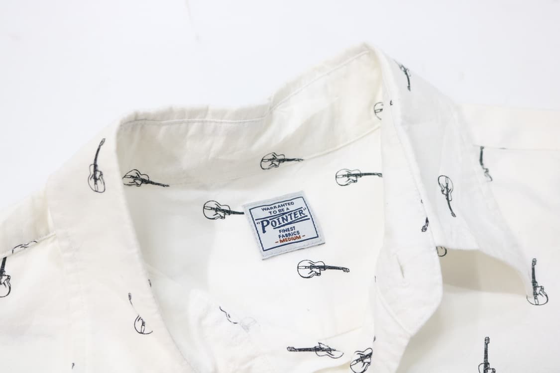 POINTER 포인터 빈티지 기타 올오버 패턴 화이트 셔츠 (M) 상품이미지4