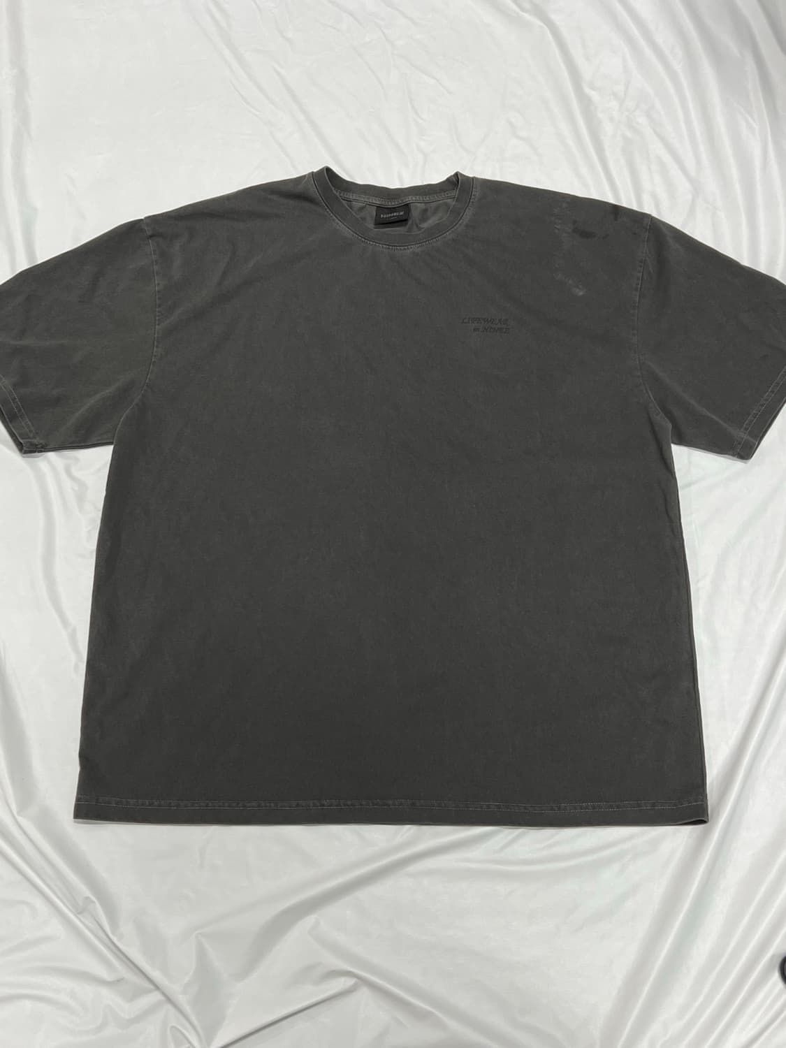 (XL) NINEZ 워시드 반팔 티 차콜 상품이미지1