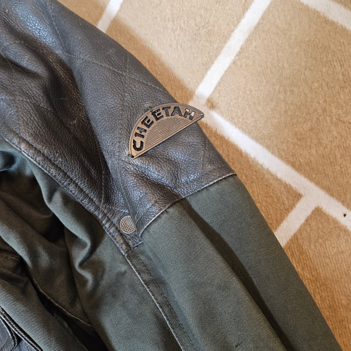 CHEETAN 90's Vintage 벨트 포켓 가죽 블럭 자켓 상품이미지7