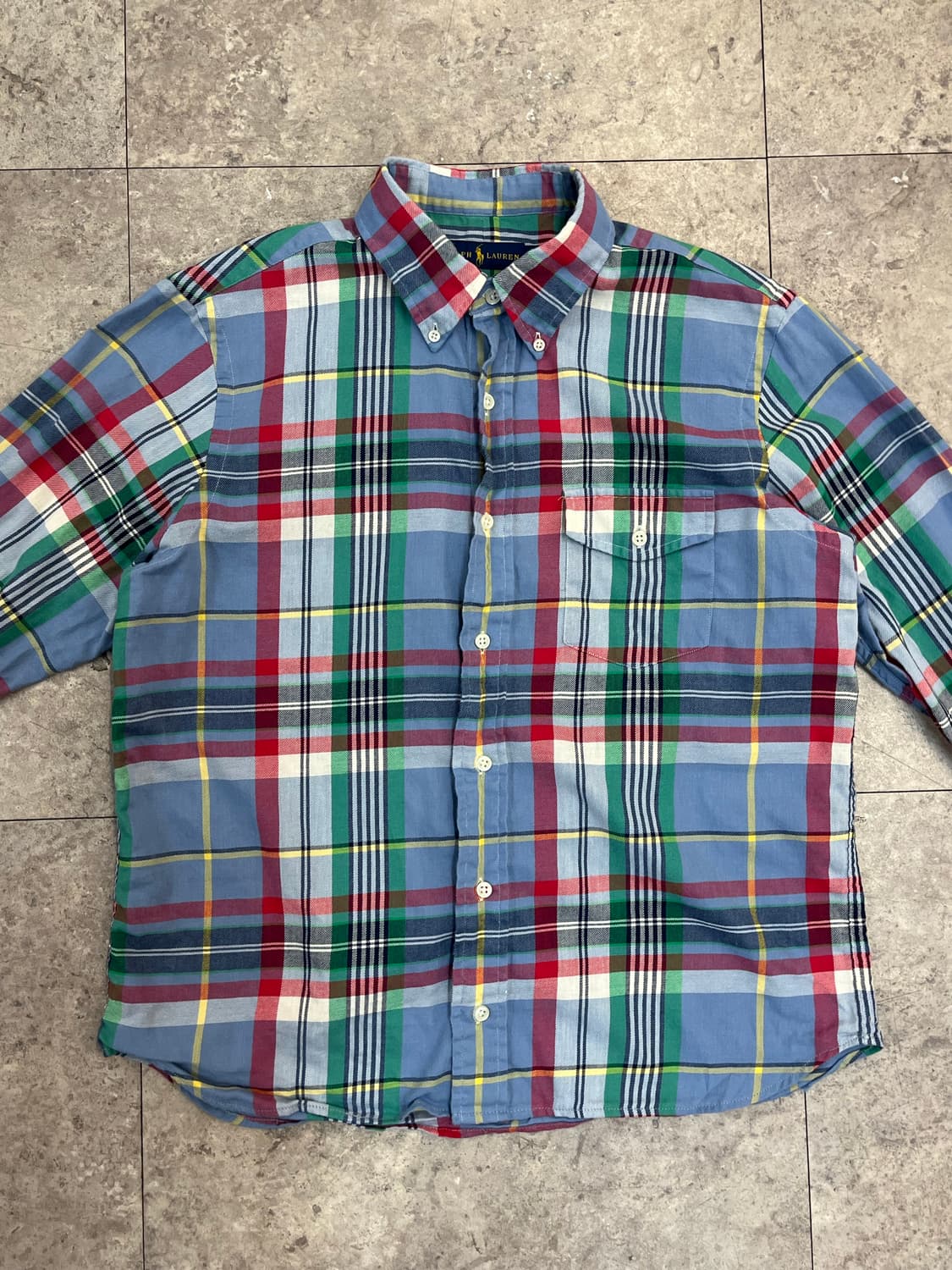 폴로 랄프로렌 체크 포켓 셔츠 스카이블루 M #csz3023 상품이미지5